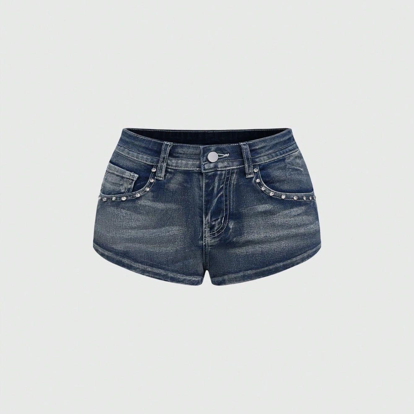 Street Fashion Denim - Sommerliche Jeans-Shorts mit Strass-Stickerei, Amerikanischer Casual-Look,