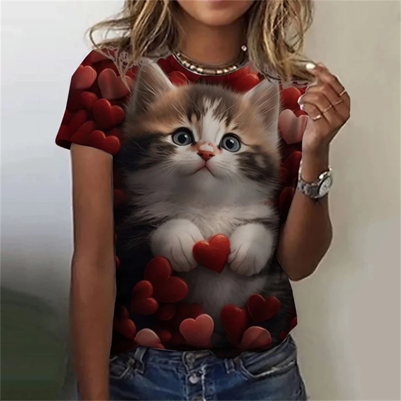 Fashion Street Cat - Mode Frauen T-Shirt 3d gedruckt kawaii