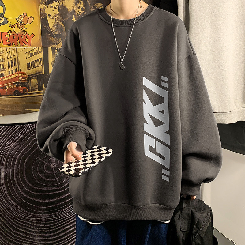 Street Fashion Style - Seitlich bedrucktes, langärmeliges Rundhals-Hoodie-Sweatshirt für Frühling