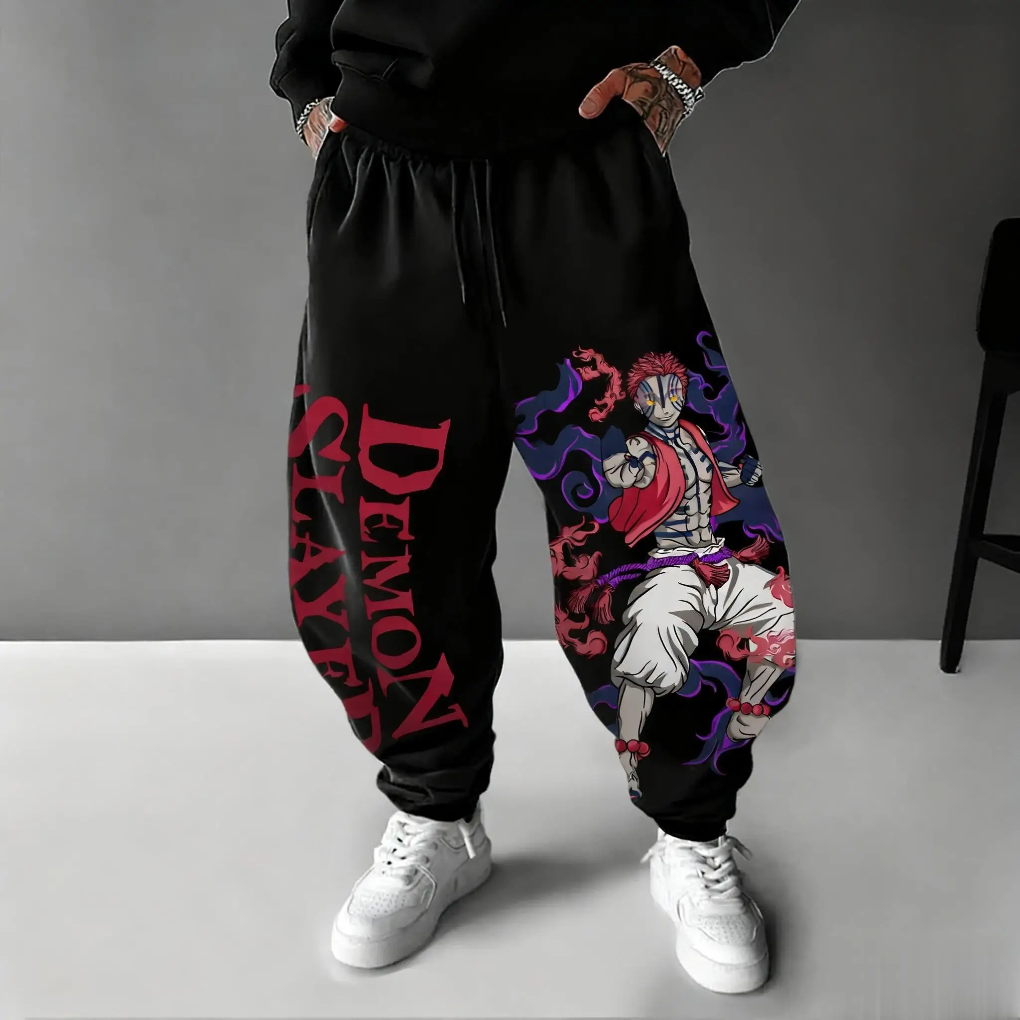 Street Fashion Types - 2026 Demon Slayer Akaza Anime-Hose für