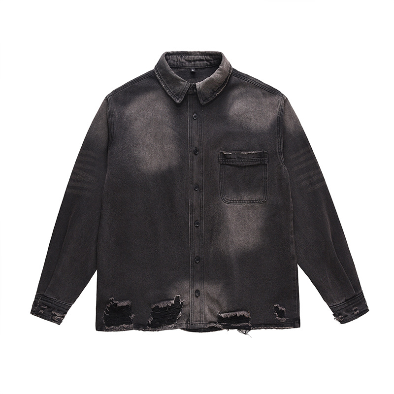 Street Fashion Denim - Herren High-Street-Jeansjacke im Used-Look, modische Streetwear,
