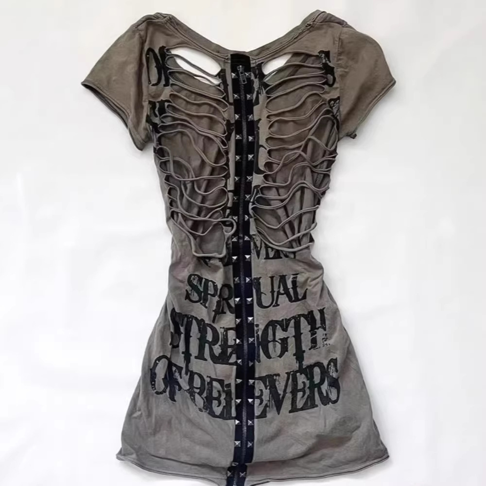 Street Fashion Harajuku - Sommerliches japanisches Retro-T-Shirt mit Hohlmuster für