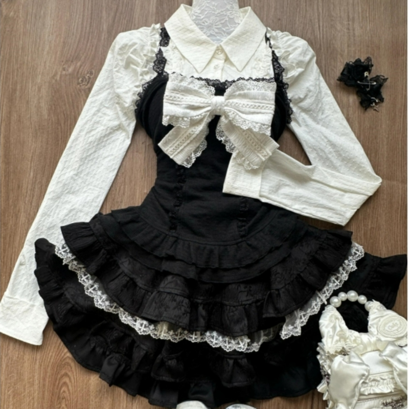 Street Fashion Harajuku - Y2k Ästhetischer Lolita-Stil 3-teiliges Set Damen