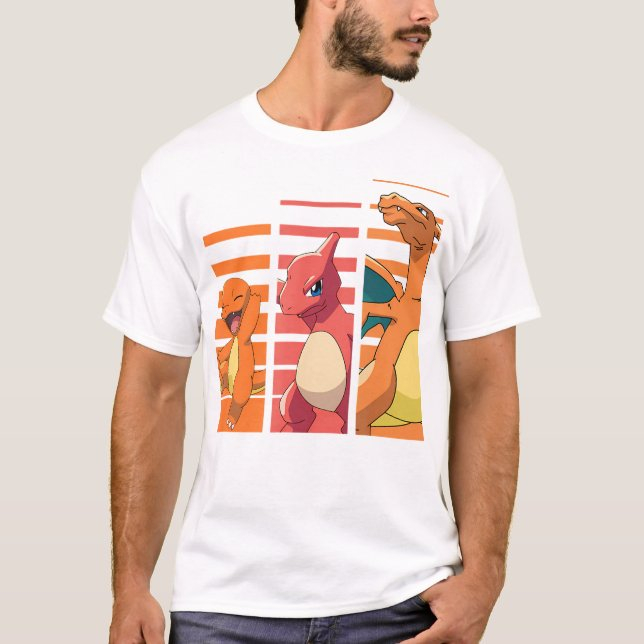 Street Fashion Evolution - Pokémon Charmander Evolutions Print T-Shirt Baumwoll-T-Shirt