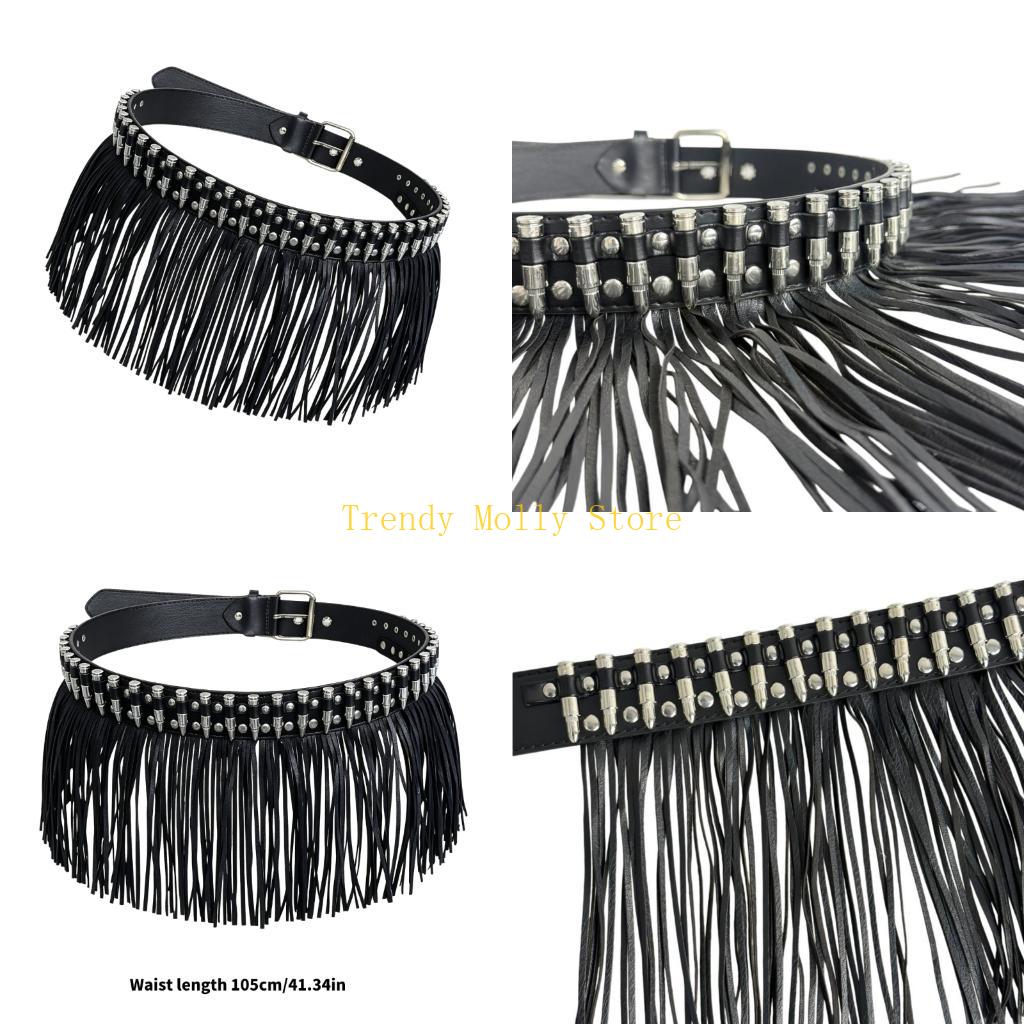 Street Fashion Reference - N5KB Ausgefallener PU-Leder-Taillengürtel, breite Metallnieten und