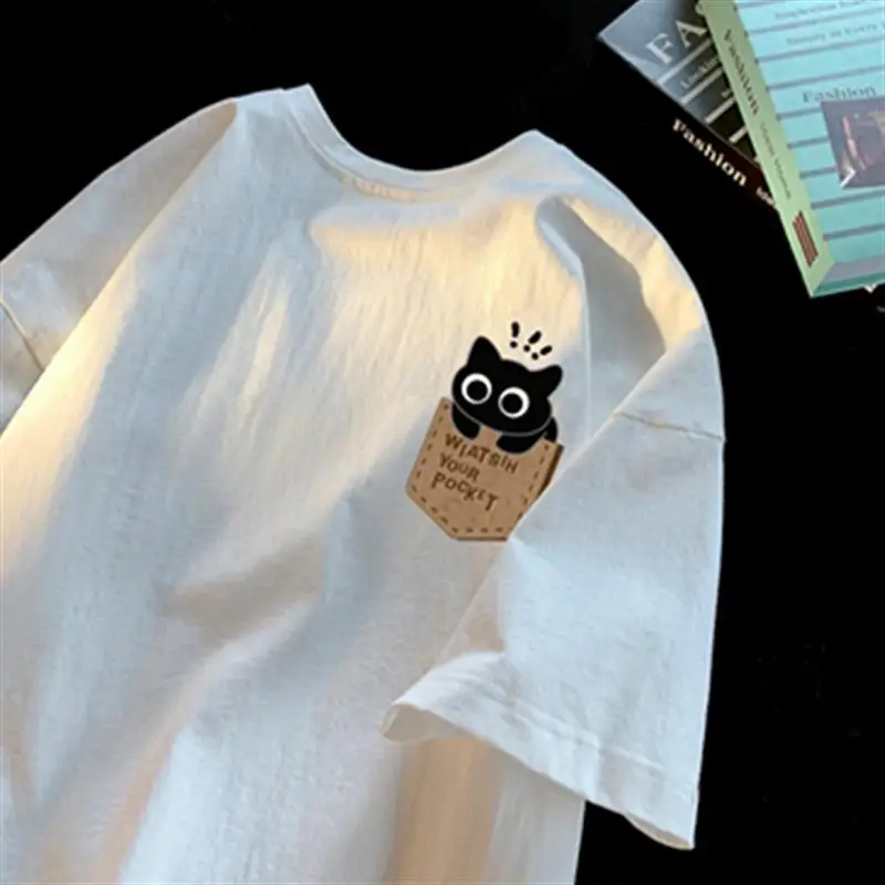 Fashion Street Cat - High Street Sommer Neues Niedliches Katzen-Grafik-T-Shirt