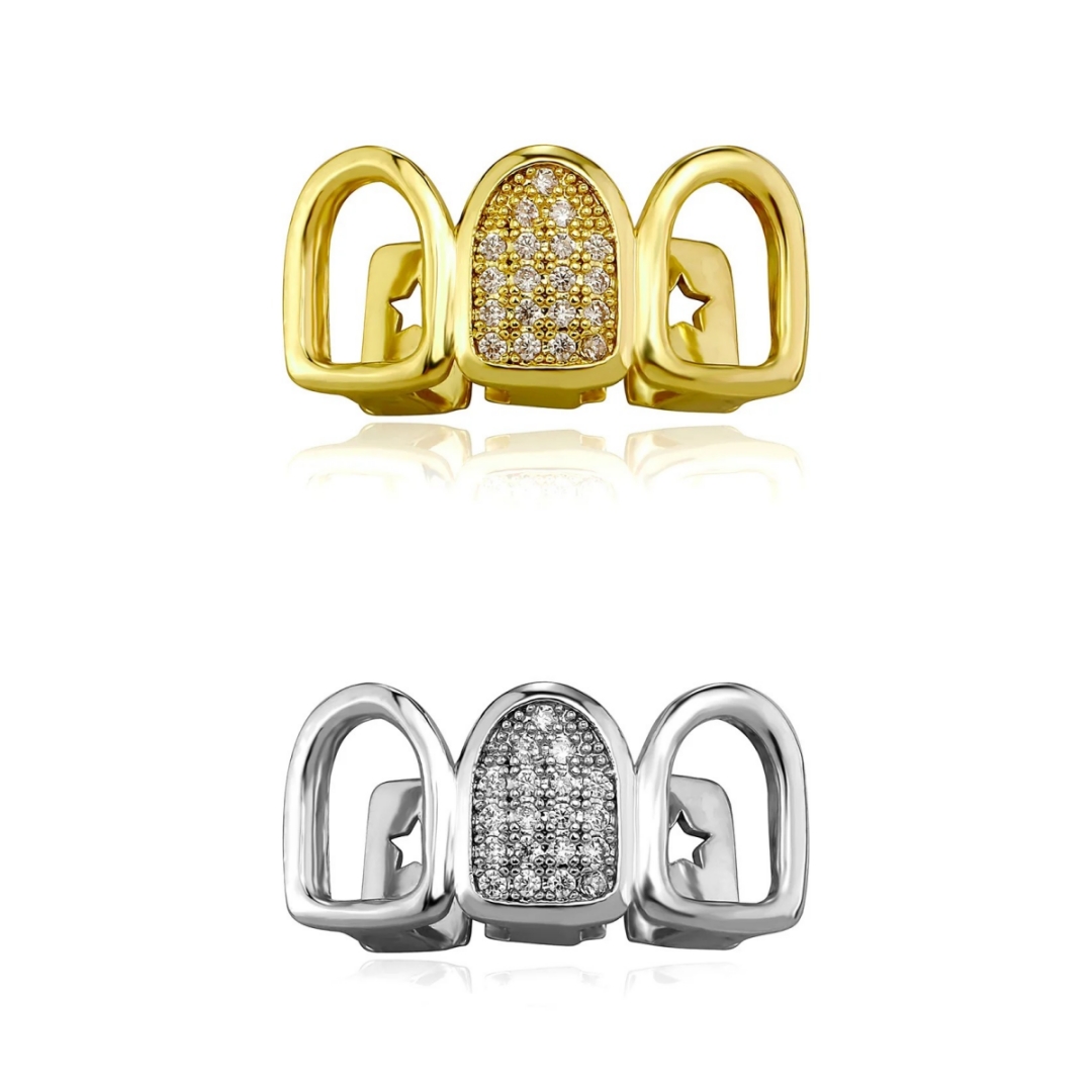 Street Fashion Loverboy Hat - Bestseller Hip-Hop CZ Zahn-Grillz in Gold-