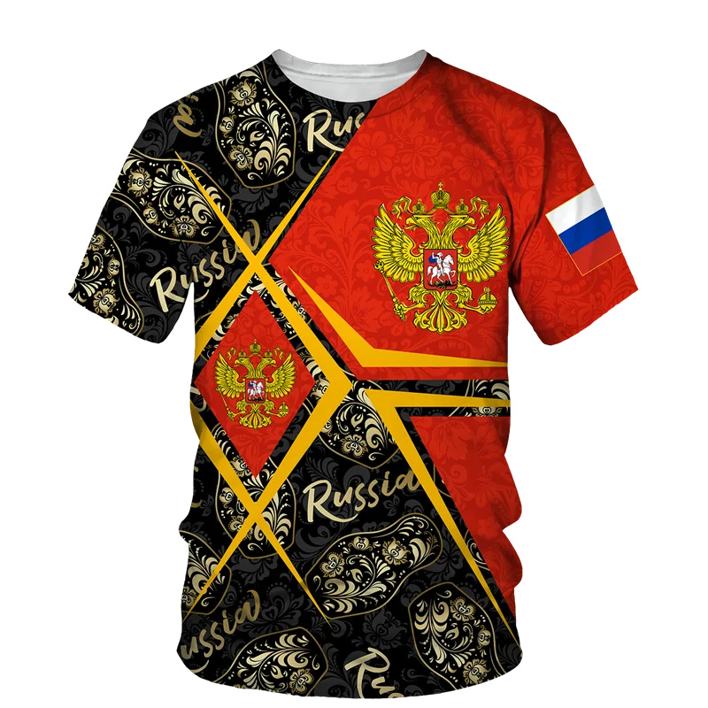 Street Fashion Russia - Russland-Flagge 3D-Druck T-Shirt für Männer Kleidung