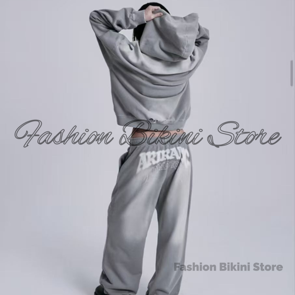Street Fashion Jacket Men - NEUER gewaschener grauer Retro-Hoodie mit 3D-Stickerei