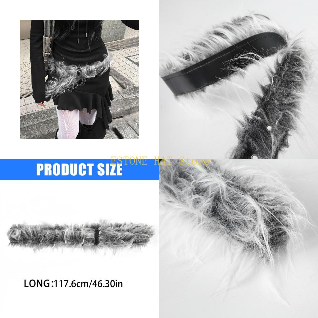 Street Fashion Reference - 49MF Stilvoller Streetwear-Gürtel mit pelzigen Pelzen