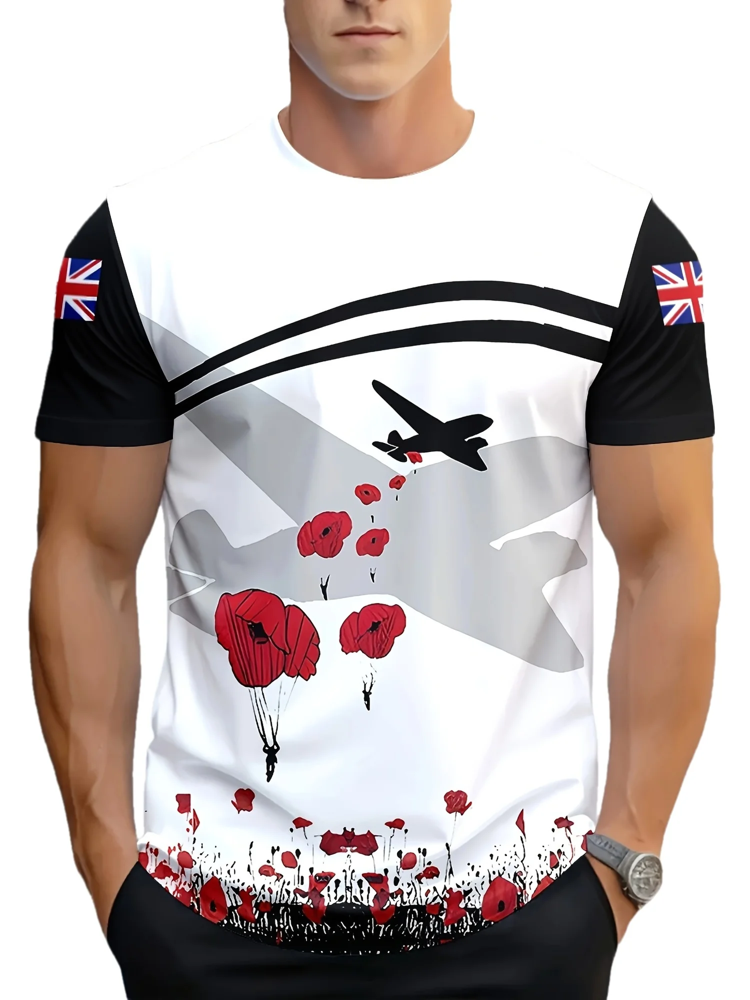 Street Fashion Uk - Modisches UK-Gedenkflugzeug-T-Shirt für Herren mit Britischer