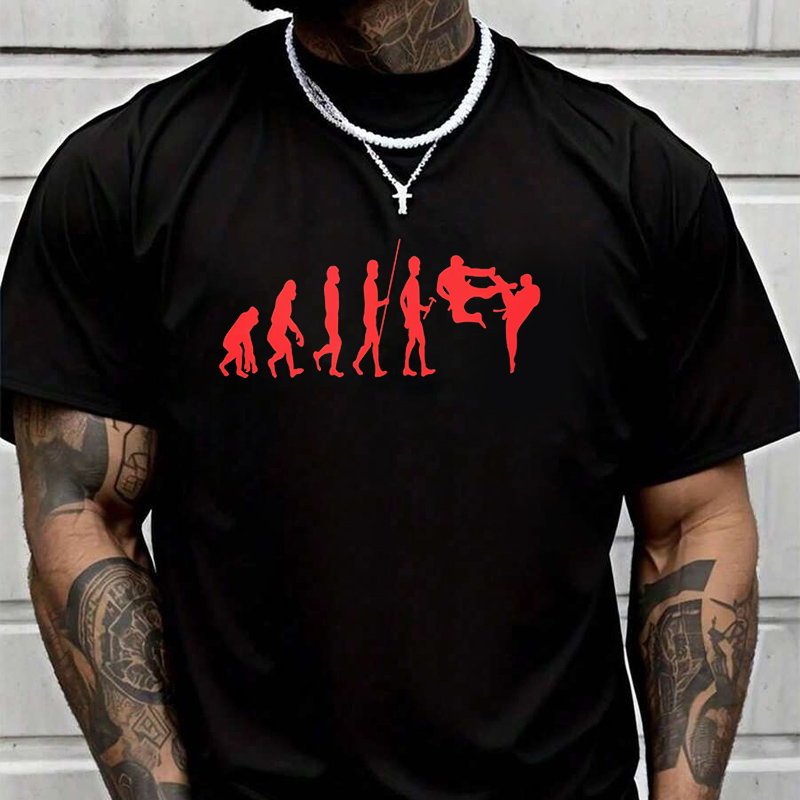 Street Fashion Evolution - Karate Evolution Print Herren-T-Shirt mit Grafikdruck,