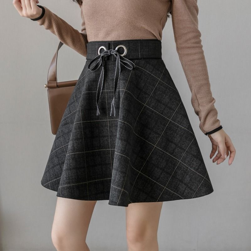 Street Fashion Now - Hohe Taille Plaid Vintage Kurzen Rock