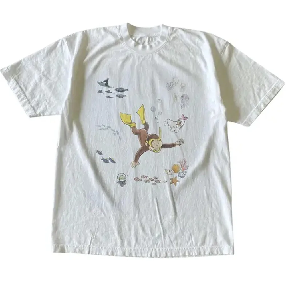 Street Fashion Types - Curious George Unterwasser-T-Shirt, Tier-T-Shirt, Cartoon-T-Shirt, Geschenk-Shirt,