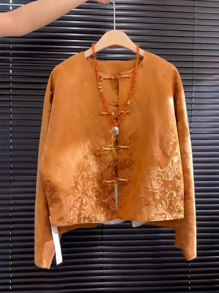 Street Fashion In Chinese - Neues Hochwertiges Satin-Oberteil in Orange mit