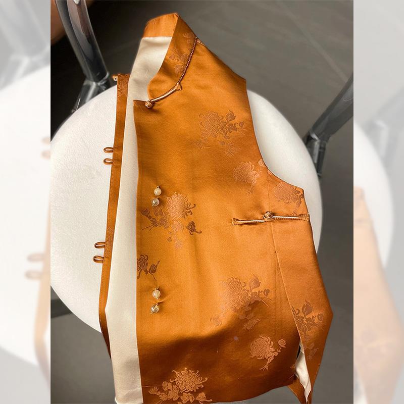 Street Fashion In Chinese - Neues Chinesisches Damenhemd im Tang-Stil, Orange