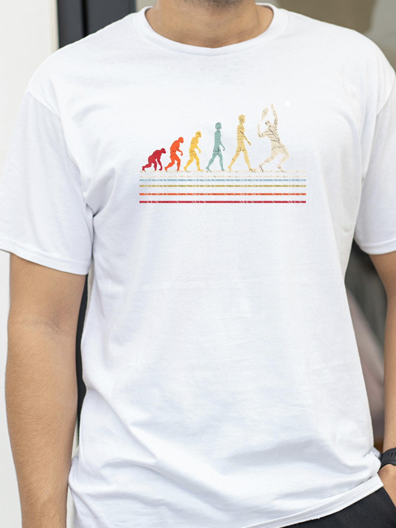 Lustiges Tennis-T-Shirt mit „E – Street Fashion Evolution Bewertung und Preis