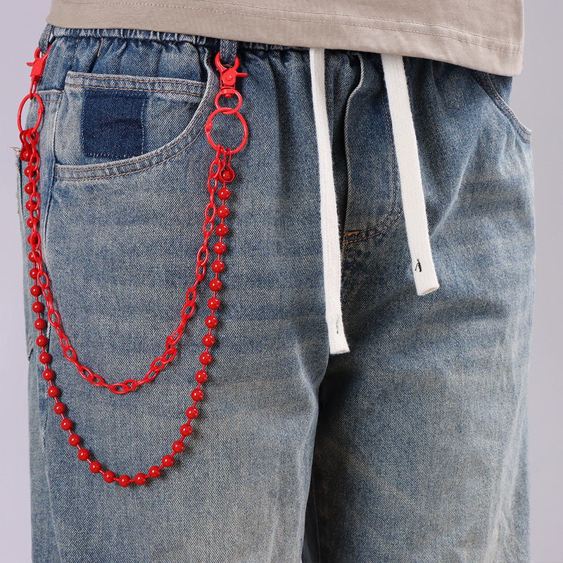 Leuchtend Rote Perlenbesetzte  – Street Fashion Harajuku Bewertung und Preis