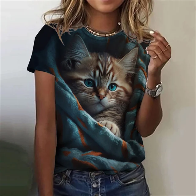 Mode Frauen T-Shirt 3d gedruck – Fashion Street Cat Bewertung und Preis