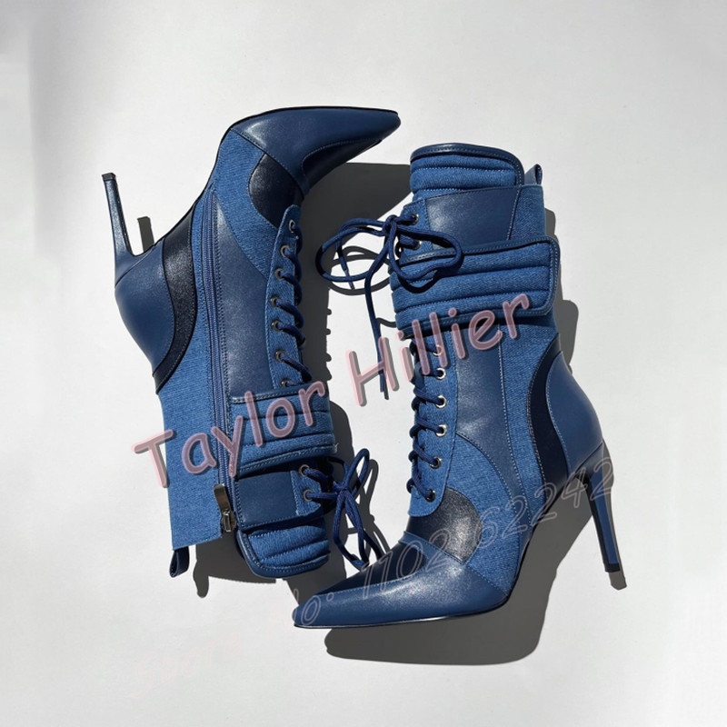 Blaue Denim-Sport-Stiefeletten – Street Fashion Denim Bewertung und Preis
