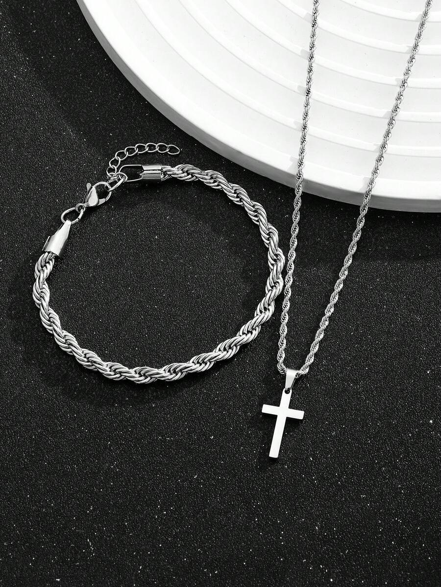 1 Set Edelstahl-Kreuzanhänger- – Street Fashion Jewelry Bewertung und Preis