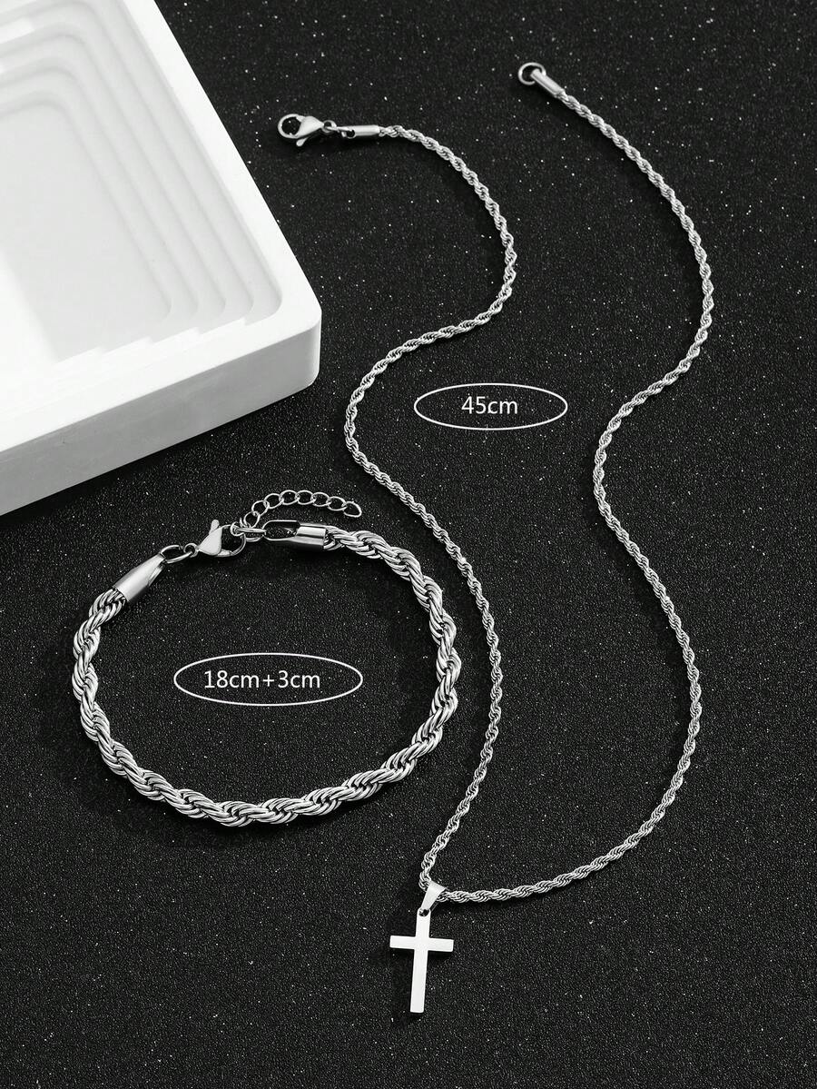 1 Set Edelstahl-Kreuzanhänger- – Street Fashion Jewelry Bewertung und Preis