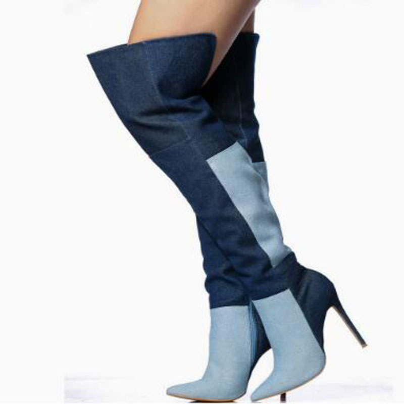 Blaue zweifarbige Denim-Overkn – Street Fashion Denim Bewertung und Preis