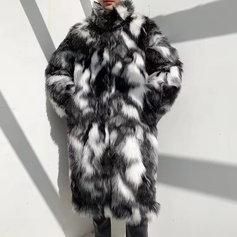 Winter Hip Hop Lange Faux Pelz – Street Fashion Jacket Men Bewertung und Preis