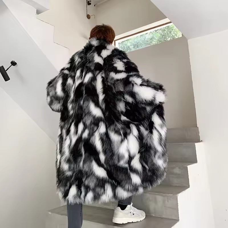 Winter Hip Hop Lange Faux Pelz – Street Fashion Jacket Men Bewertung und Preis