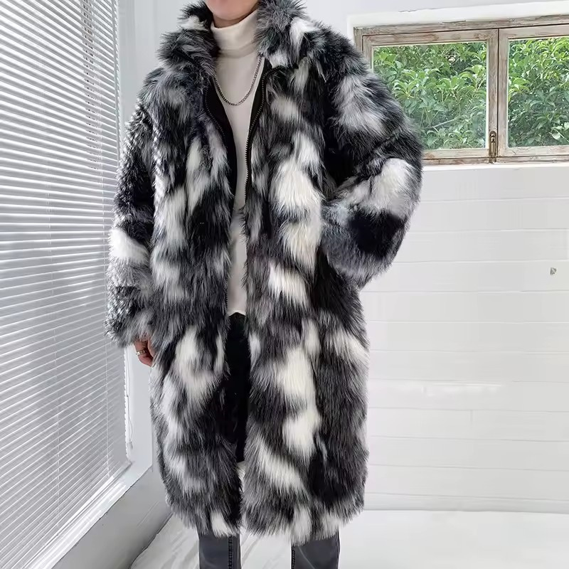 Winter Hip Hop Lange Faux Pelz – Street Fashion Jacket Men Bewertung und Preis