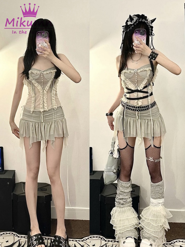 Y2k Zweiteiliges Set Outfit Äs – Street Fashion Harajuku Bewertung und Preis
