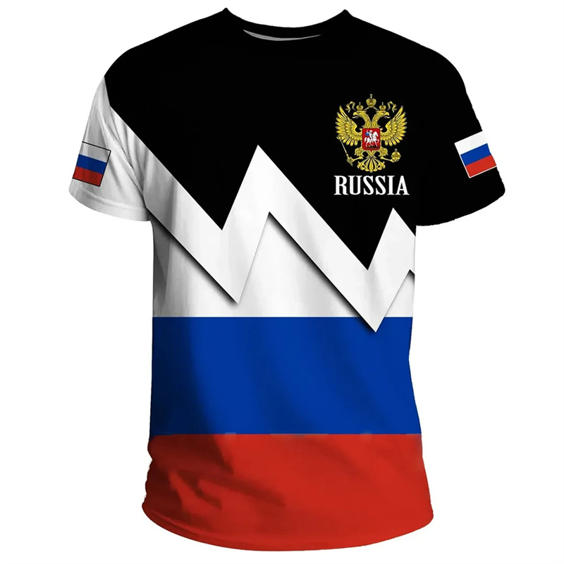 Russland-Flagge 3D-Druck T-Shi – Street Fashion Russia Bewertung und Preis