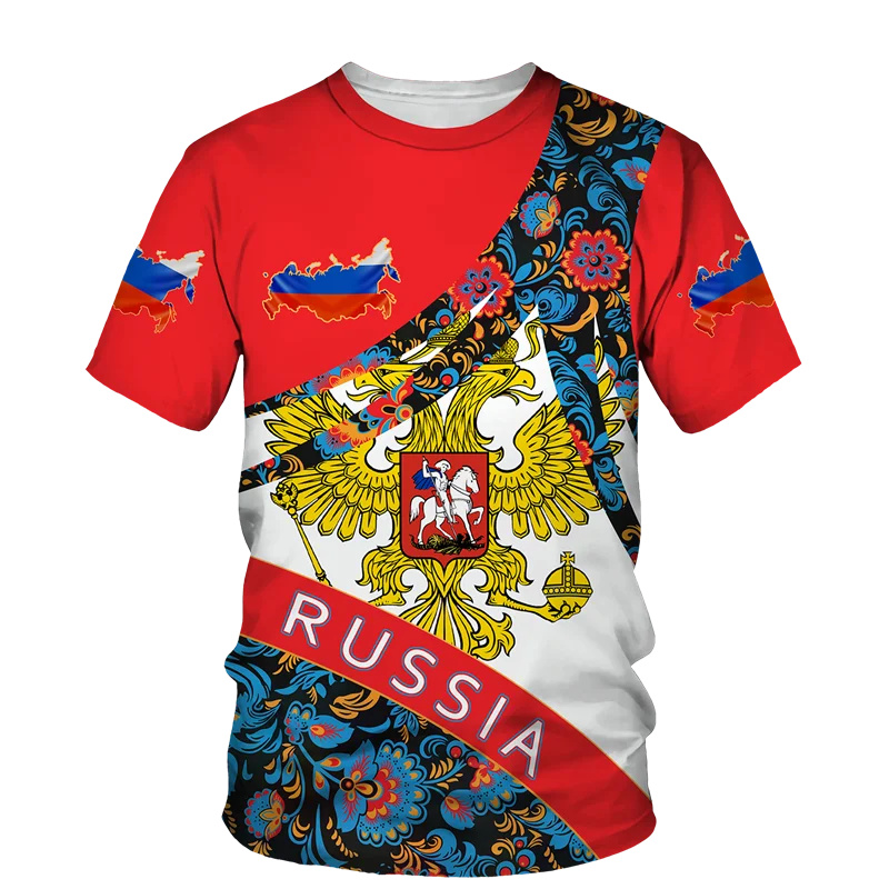 Russland-Flagge 3D-Druck T-Shi – Street Fashion Russia Bewertung und Preis