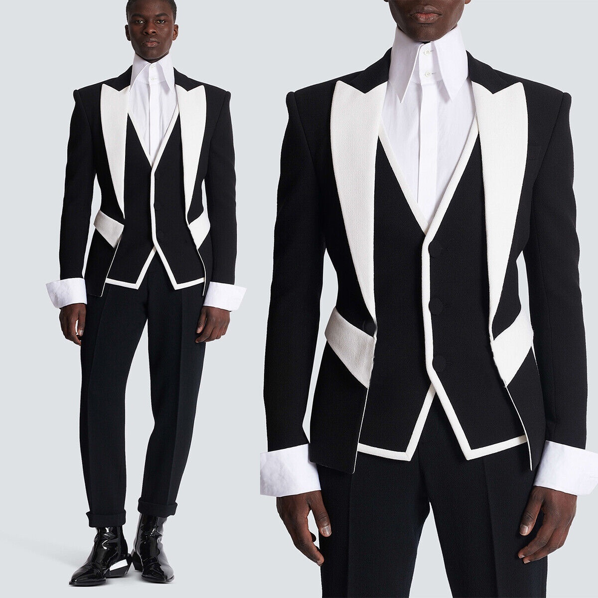 Maßgeschneiderte schwarz-weiße – Street Fashion Jacket Men Bewertung und Preis