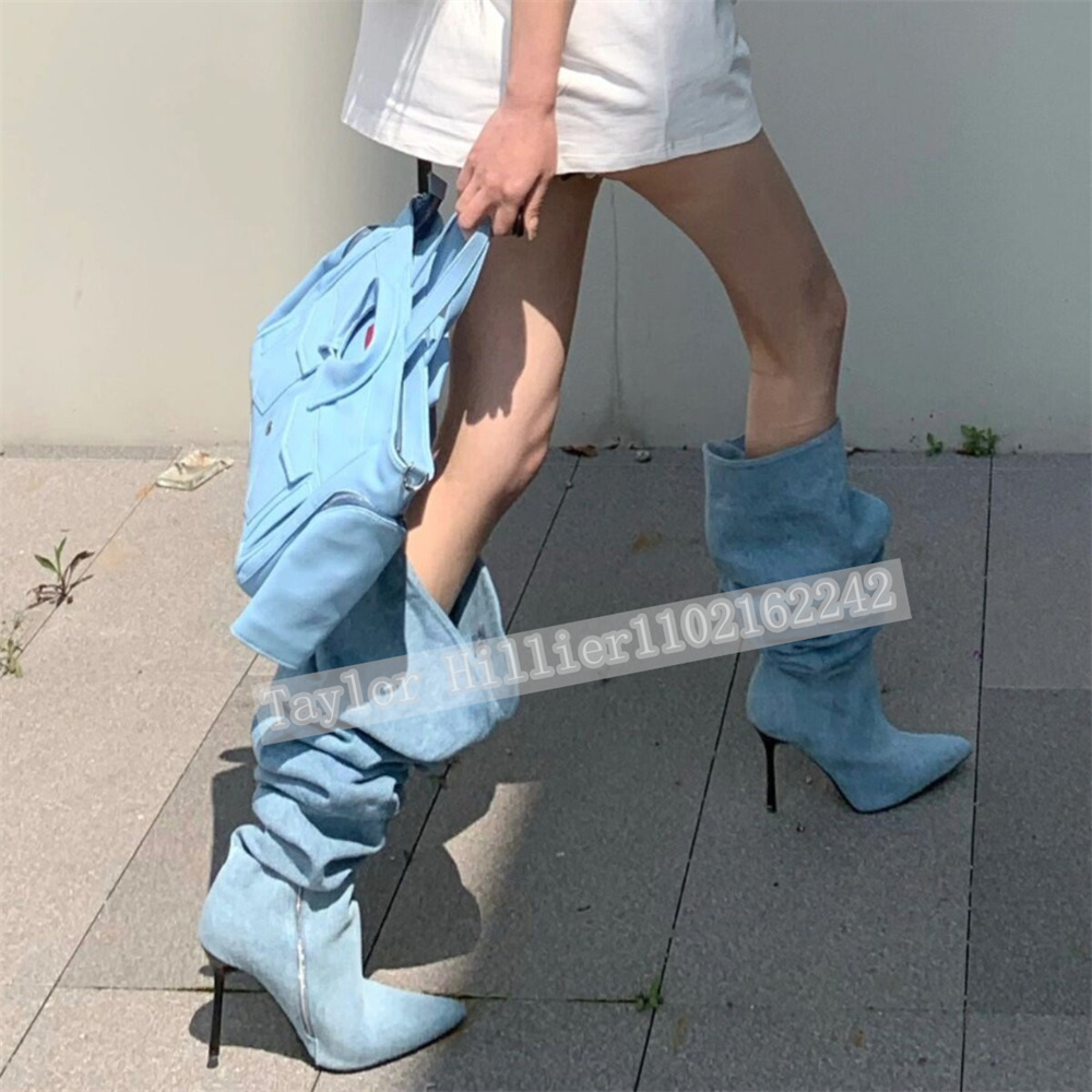 Frühlingsblaue Denim-Plissee-S – Street Fashion Denim Bewertung und Preis