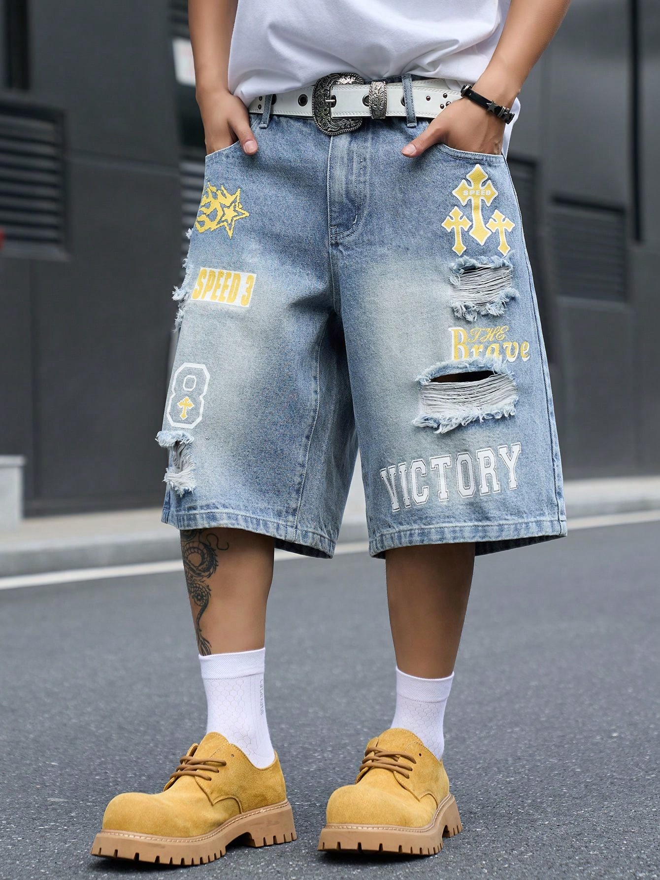 Locker sitzende Denim-Bermudas – Street Fashion Types Bewertung und Preis