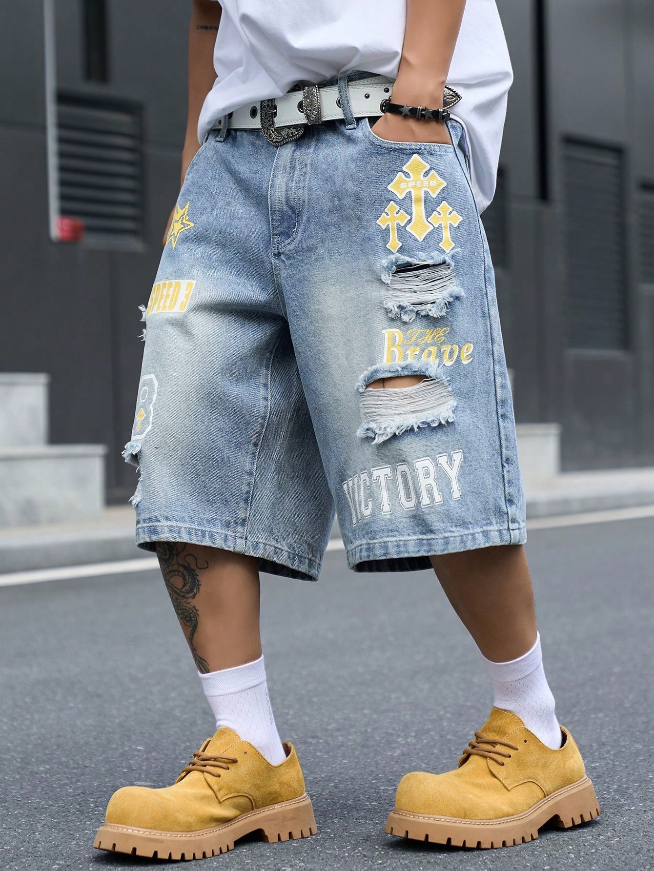 Locker sitzende Denim-Bermudas – Street Fashion Types Bewertung und Preis